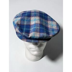 VTG Pendleton Multicolor Plaid Wool News Boy Cap Cabbie Flat Hat Large